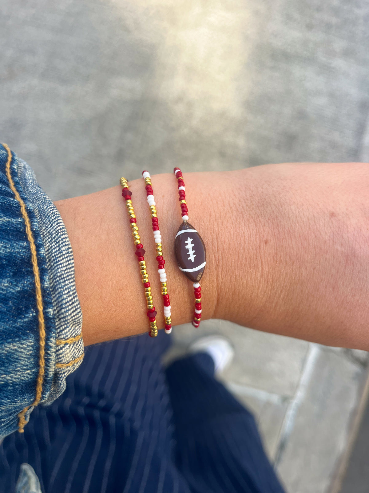 Maroon Football Bracelet Stack